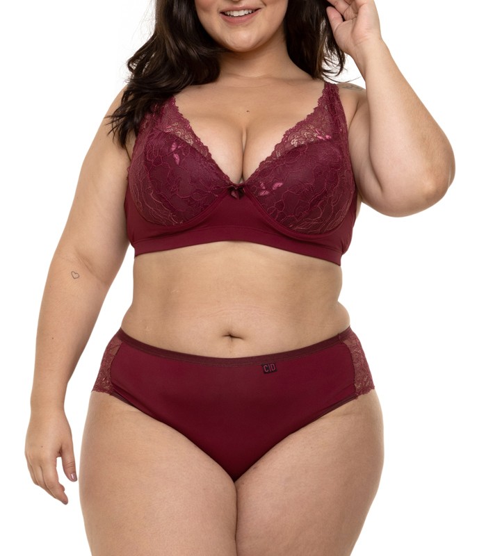 Conjunto Lingerie Renda Carmela Plus Sepie Bord