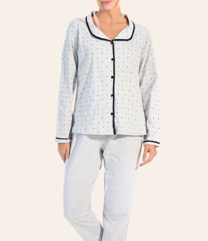 Pijama Feminino Longo Aberto Bela Notte (1001838) Algodão 