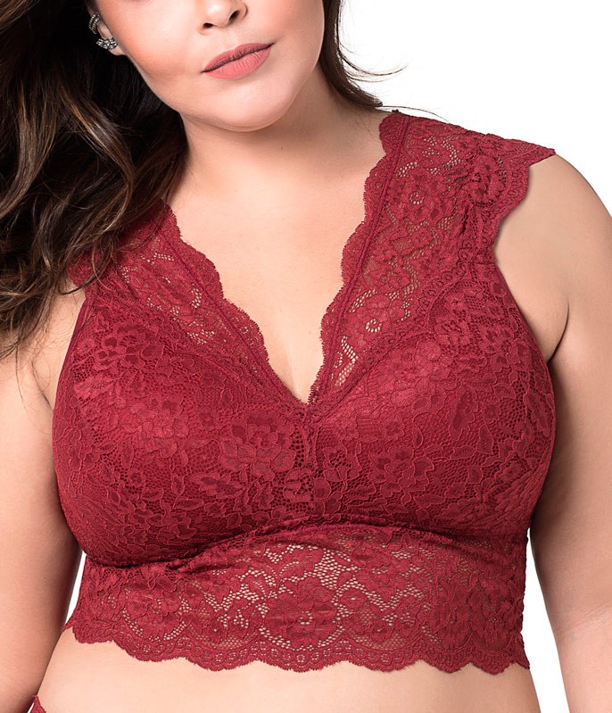 Red velvet crop top, red lingerie, red bra, plus size bralette, plus size  clothing