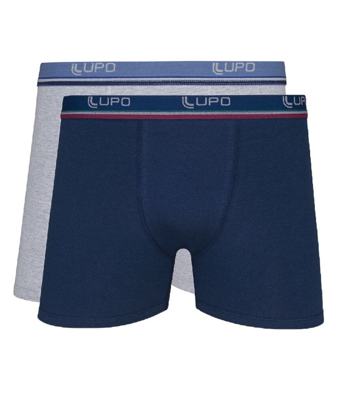 Kit 2 Cuecas Boxer de Algodão Lupo (00653-001) Plus Size - Mescla