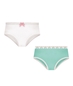 Kit 2 Calcinhas Infantis Selene (20650.001) Branco/Verde - 100% Algodão